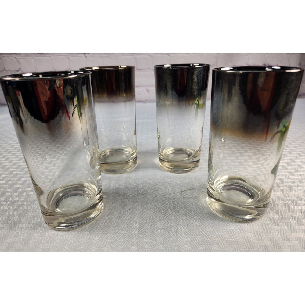 Dorothy Thorpe Mercury Silver Fade Ombre Highball Glasses Set Of 4 Lusterware
